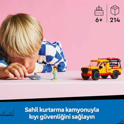 LEGO City Cankurtaran Kamyoneti 60453-6 Yaş ve Üzeri Çocuklar için 2 Minifigür ve Köpek Balığı Figürü İçeren Yaratıcı Oyuncak Yapım Seti, Doğum Günü Hediyesi (214 Parça)