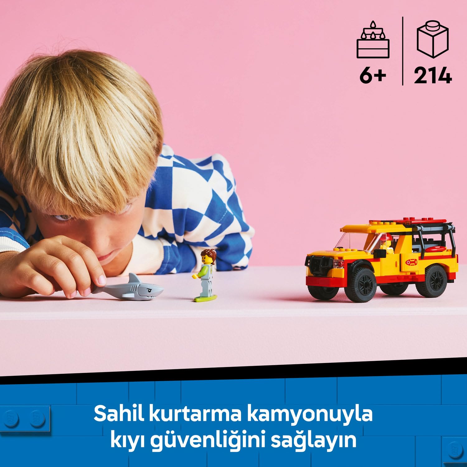 LEGO City Cankurtaran Kamyoneti 60453-6 Yaş ve Üzeri Çocuklar için 2 Minifigür ve Köpek Balığı Figürü İçeren Yaratıcı Oyuncak Yapım Seti, Doğum Günü Hediyesi (214 Parça)