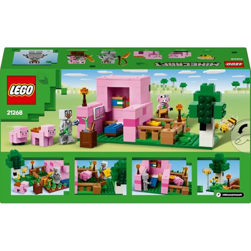 LEGO Minecraft Yavru Domuz Evi 21268 – 7 Yaş ve Üzeri Çocuklar için Kahraman Figürü, Yaratıklar ve Orman Biyomu İçeren Çiftlik Hayvanı Yapım Seti, Erkek ve Kız Çocukları için Hediye Fikri (238 Parça)