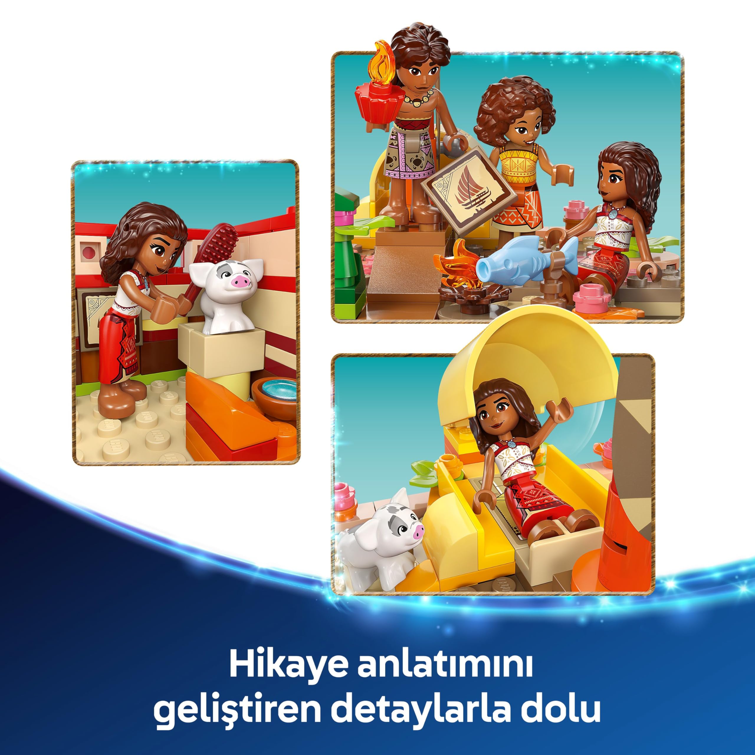 LEGO ǀ Disney Princess Moana’nın Macera Kanosu 43270, 6 Yaş ve Üzeri Kız ve Erkek Çocukları İçin Yaratıcı Oyuncak Yapım Seti, Tekne ve 4 Bebek Figürü, Doğum Günü Hediyesi (529 Parça)