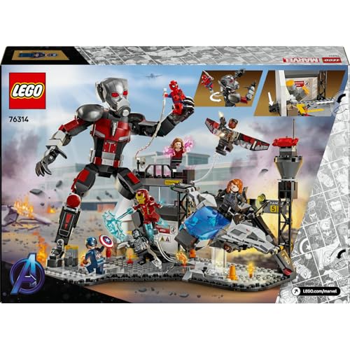 LEGO | Marvel Kaptan Amerika: Kahramanların Savaşı Aksiyon Savaşı 76314-10 Yaş ve Üzeri Çocuklar İçin 8 Minifigürlü Oyuncak Yapım Seti, Doğum Günü Hediyesi (736 Parça)