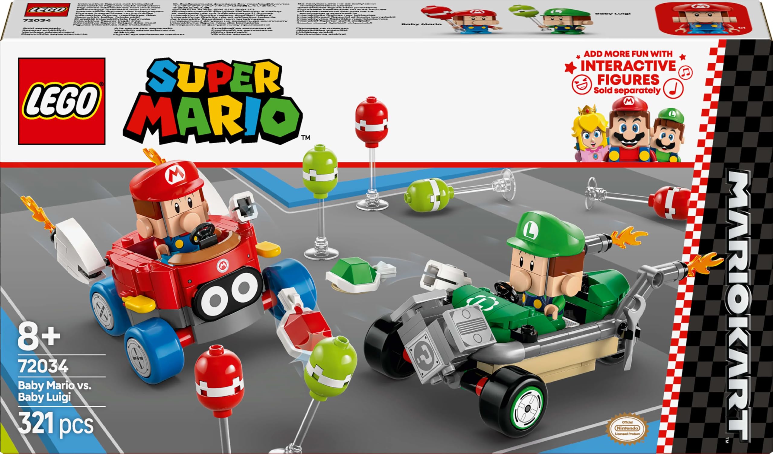 LEGO Super Mario: Mario Kart – Baby Mario ile Baby Luigi 72034, 8 Yaş ve Üzeri Erkek ve Kız Çocukları İçin Yaratıcı Oyuncak Yapım Seti, Doğum Günü Hediyesi (321 Parça)