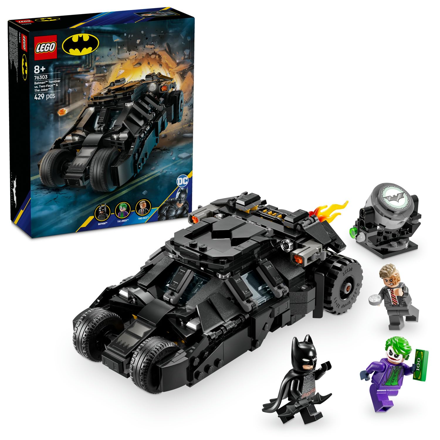 LEGO DC Batman: Batman Tumbler, Two-Face ve Joker’e Karşı 76303-8 Yaş ve Üzeri Çocuklar İçin Yaratıcı Oyuncak Yapım Seti, Doğum Günü Hediyesi (429 Parça)