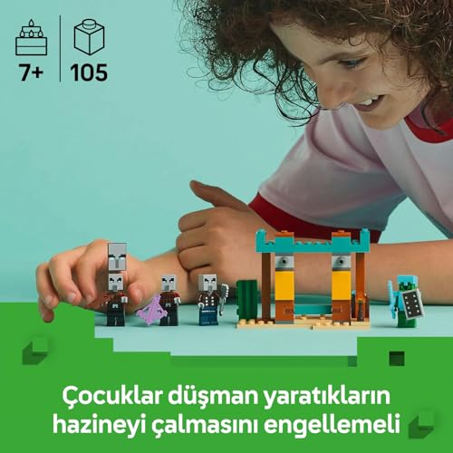 LEGO Minecraft Serseri Köylü Çöl Devriyesi 21267 – 7 Yaş ve Üzeri Kız ve Erkek Çocuklar için Pillager, Vindicatör ve Kaktüs Şövalyesi İçeren Oyuncak Yapım Seti, Rol Yapma Oyunu Doğum Günü Hediyesi