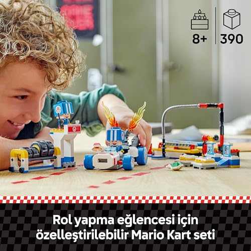 LEGO Super Mario: Mario Kart – Toad’un Garajı 72035, 8 Yaş ve Üzeri Erkek ve Kız Çocukları İçin, 2 Mavi Toad Karakter Figürü İçeren Yaratıcı Oyuncak Yapım Seti, Doğum Günü Hediyesi (390 Parça)