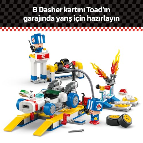 LEGO Super Mario: Mario Kart – Toad’un Garajı 72035, 8 Yaş ve Üzeri Erkek ve Kız Çocukları İçin, 2 Mavi Toad Karakter Figürü İçeren Yaratıcı Oyuncak Yapım Seti, Doğum Günü Hediyesi (390 Parça)