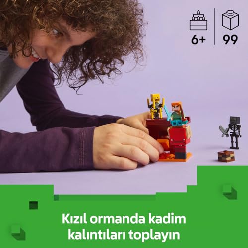 LEGO Minecraft Nether Lav Savaşı 21266 – Çocuklar için Alex Figürü, Yaratıklar, Wither Skeleton, Kılıç ve Döndürülen Blaze İçeren Yapım Seti, 6 Yaş ve Üzeri Kız ve Erkekler için Doğum Günü Hediyesi