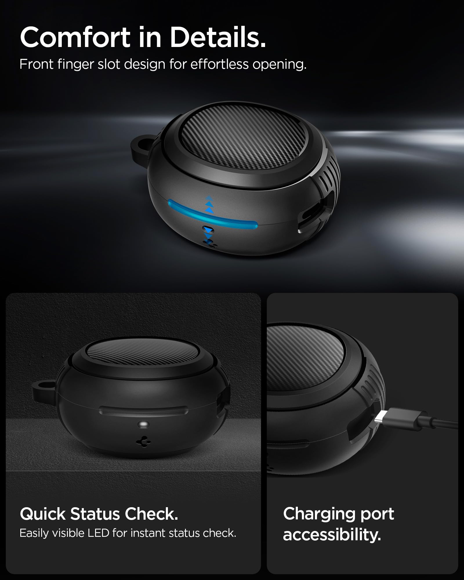 Spigen Audio TWS S10 Kulaklık Kılıfı Ekstra Dayanıklı Kılıf Rugged Armor Hava Kanalı Teknolojisi™ Askeri Sınıf Koruma Matte Black Çift Katman Kılıf - ACS07965