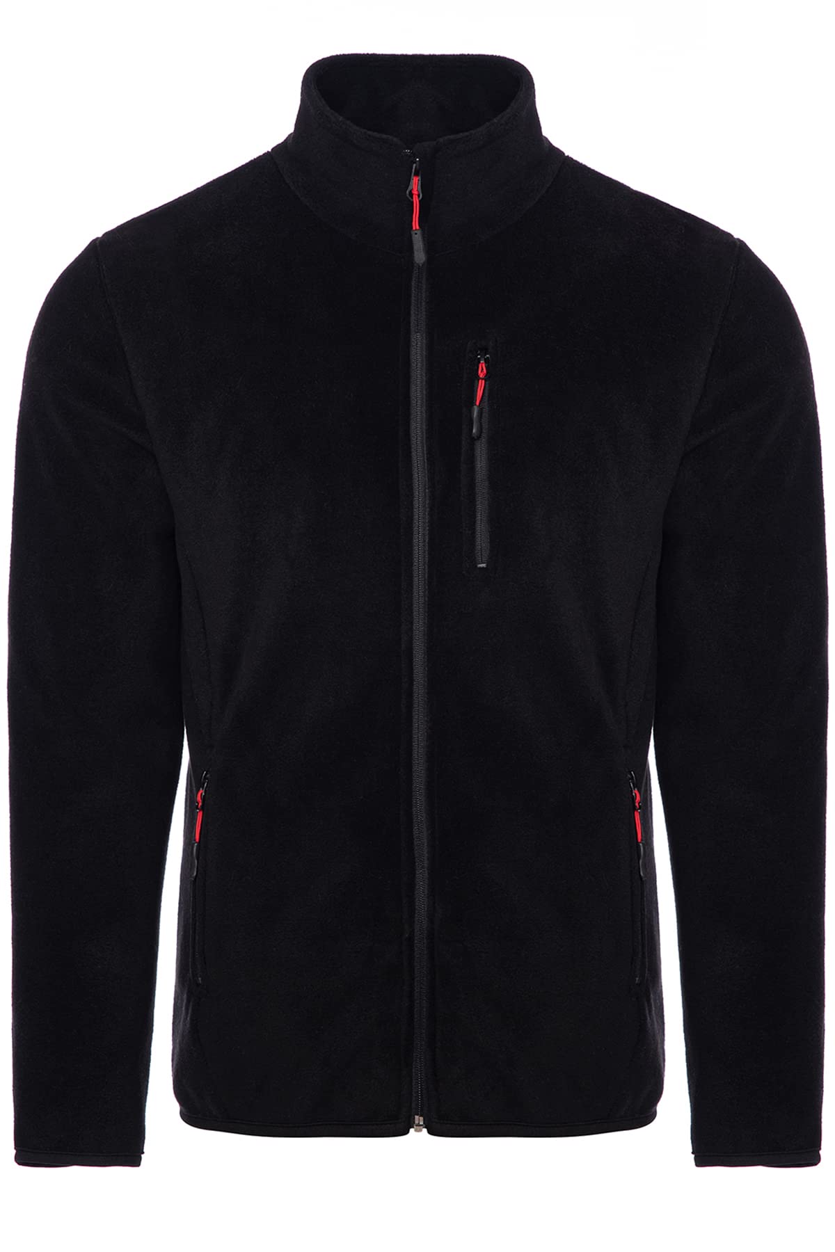 ghassy co. Erkek Pro Rüzgar Geçirmez 5 Cepli Outdoor Tam Fermuarlı Polar Ceket SİYAH, 3XL