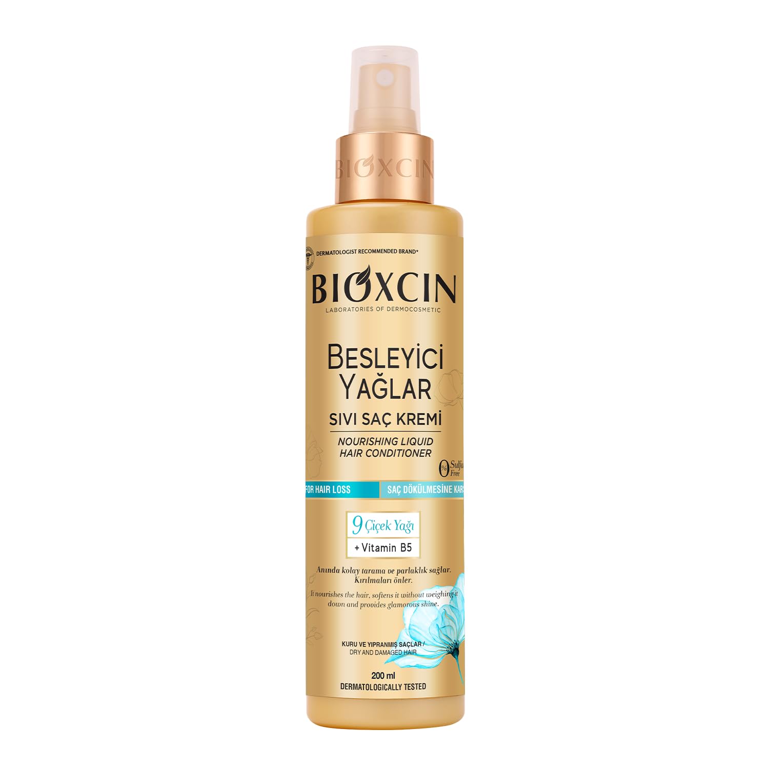 Bioxcin Besleyici Yağlar Sıvı Saç Kremi 200 ml – 9 Çiçek Yağı, Vitamin B5 ve BioComplex B11 ile Kuru