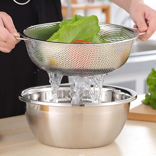 Deconox Paslanmaz Çelik 26cm Çift Kulplu Sepet Süzgeç, Salata, Meyve, Makarna Süzgeci - Paslanmaz Çelik Çift Kulplu 26cm Sepet Süzgeç