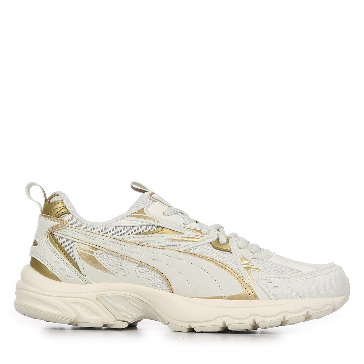 PUMA Kadın Milenio tech Wmns DayINight Spor Ayakkabı Vapor Gray-Gold-Warm White 37.5