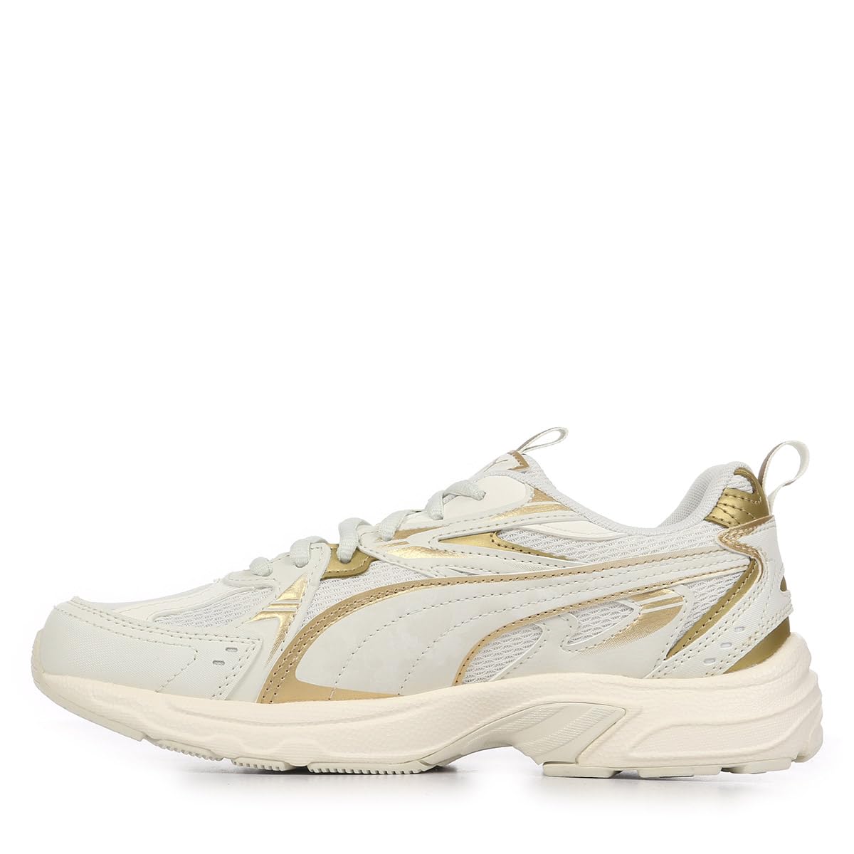 PUMA Kadın Milenio tech Wmns DayINight Spor Ayakkabı Vapor Gray-Gold-Warm White 37.5