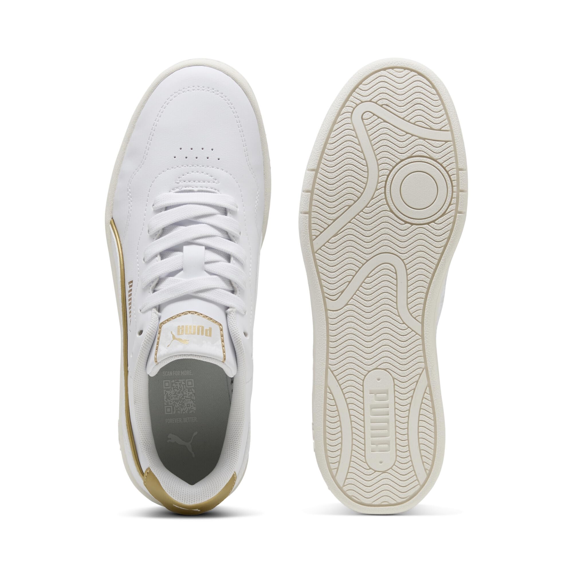 PUMA Kadın Court Lally DayINight Spor Ayakkabı PUMA White-PUMA White-Gold 35.5