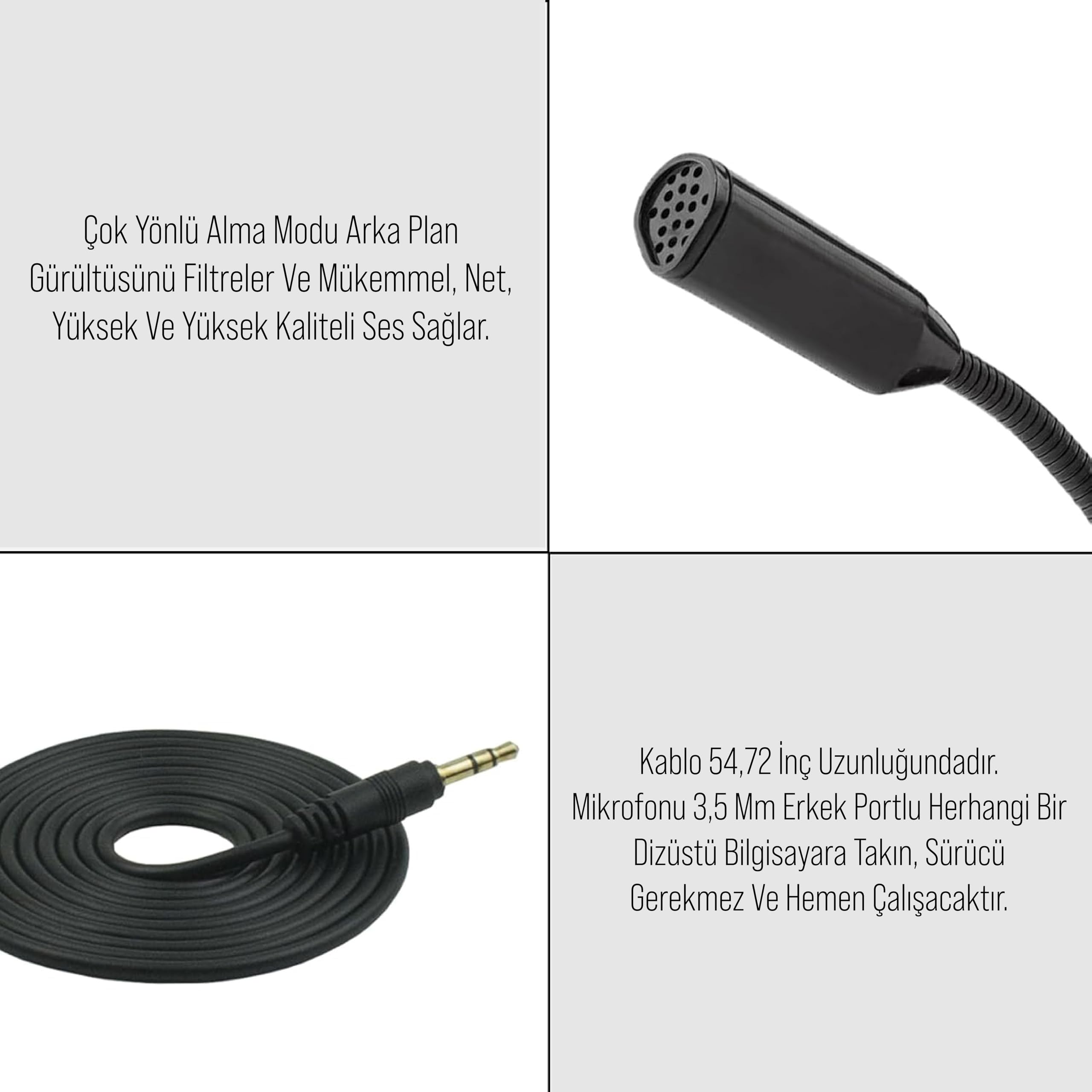 Babilden 3,5mm Aux Girişli PC Tablet Mikrofonu (MC-6)
