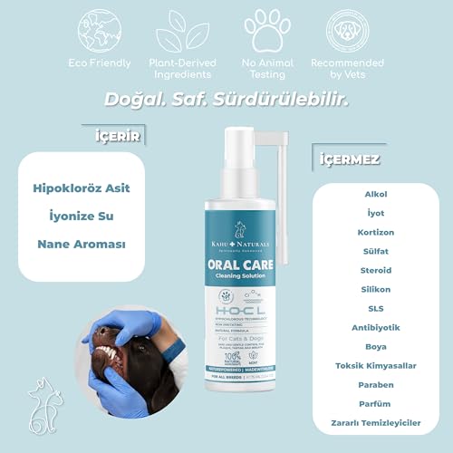 Kahu Naturals Ağız Diş Sağlığı, Taze Nefes, Koku Tartar Plak Önleyici, Kedi ve Köpek, 75 ml