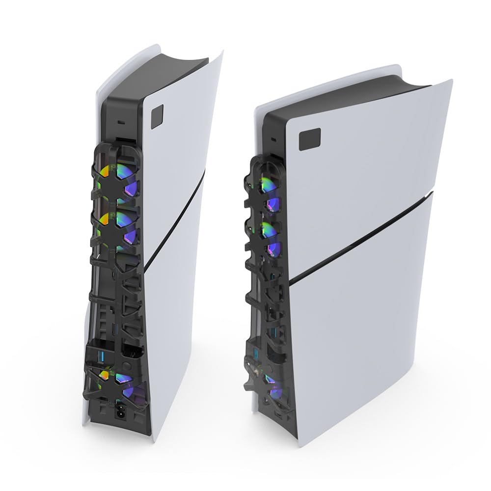 Hobimtek PS5 Slim Uyumlu Soğutucu Led Işıklı Sessiz Fan 4000RPM USB 3.0 Radyatör Isı Emici Üç fanlı
