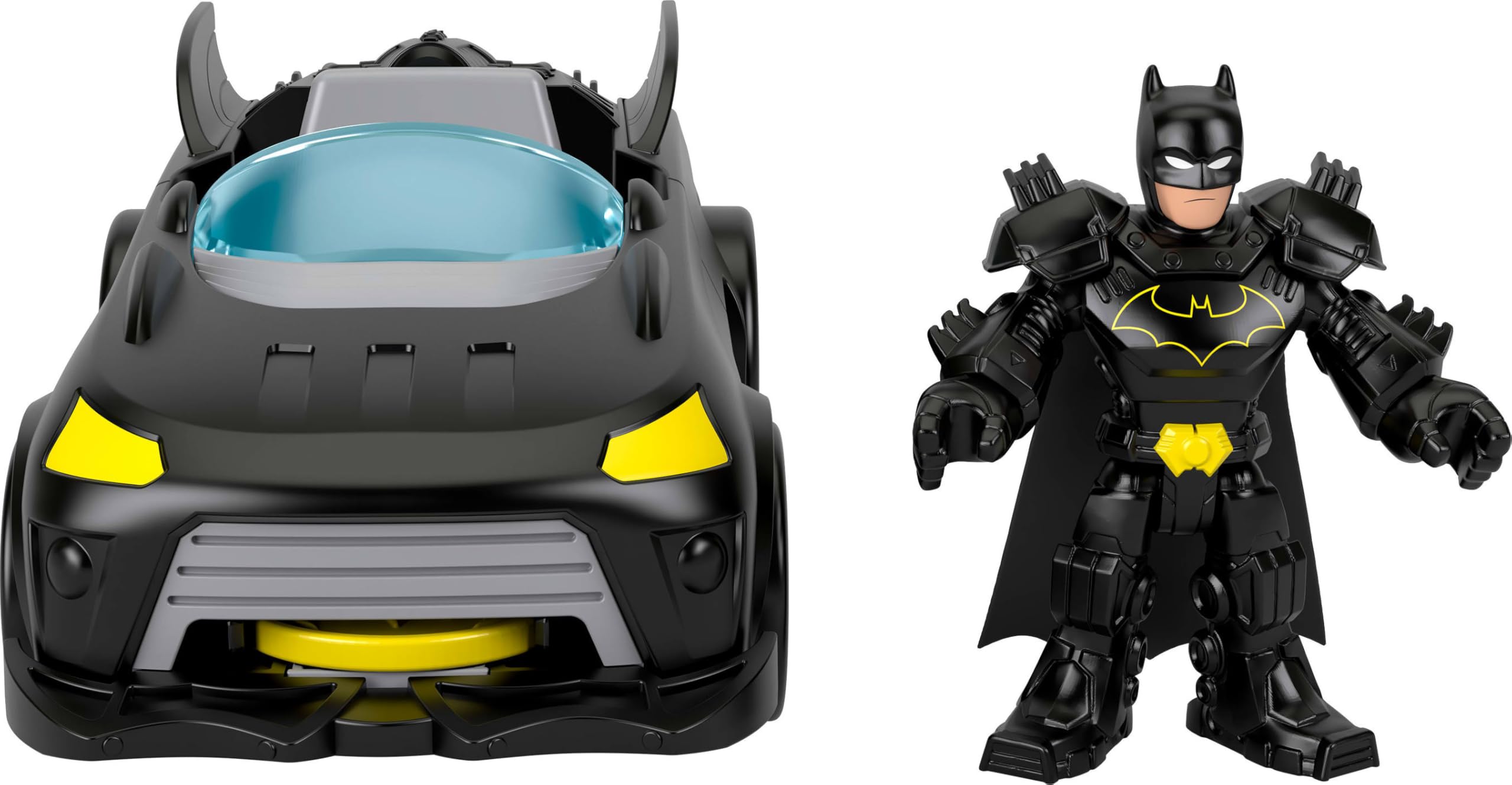 Fisher-Price Imaginext DC Super Friends Metal Force Batmobile Oyuncak Araba, 3 inç Batman Aksiyon Figürü ve Aksesuar Seti, Başlatıcı ve 2 Disk Dahil