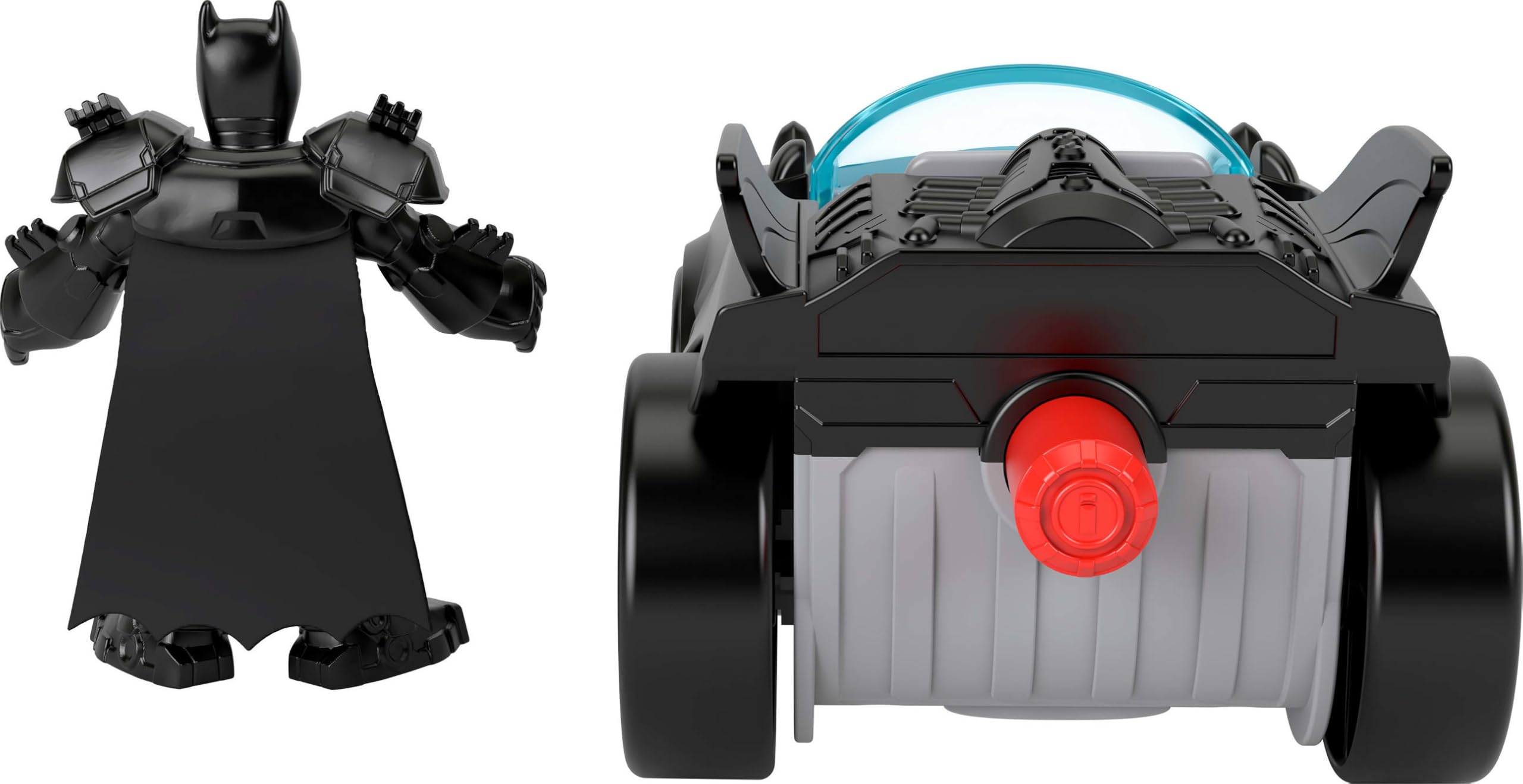 Fisher-Price Imaginext DC Super Friends Metal Force Batmobile Oyuncak Araba, 3 inç Batman Aksiyon Figürü ve Aksesuar Seti, Başlatıcı ve 2 Disk Dahil