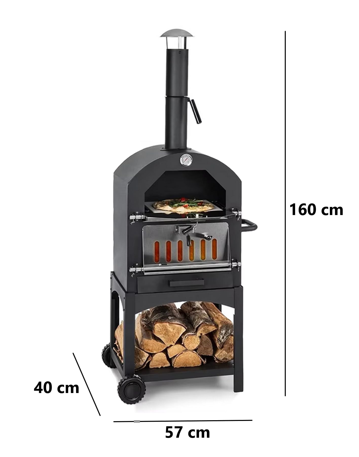 somıneco Çok Amaçlı Paslanmaz Çelik Barbekü Krom Kapaklı + Izgaralı Pizza Taşlı -Ekmek-Mangal Fırını 2625S