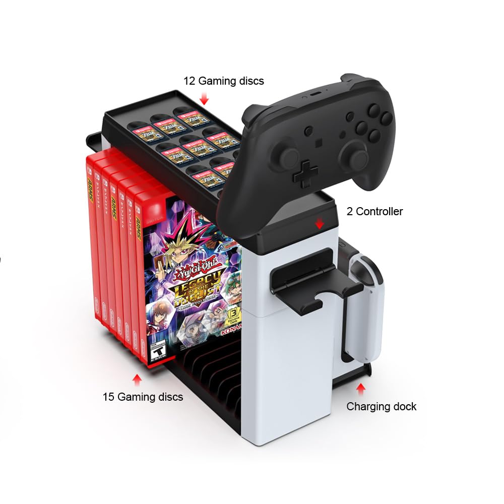 Hobimtek Nintendo İçin Organizatör Stand Şarj Cihazı Tutucu Şarj Unitesi OLED Switch Led Göstergeli TNS-2113