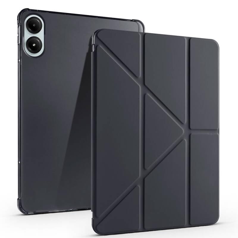 Kilifplus Xiaomi Poco Pad ile Uyumlu Kılıf Tri Folding Silikon Kalem Bölmeli Katlanabilir Standlı PU Deri Yumuşak Kapak, Tablet Kılıfı [Kalem Alanı, Akıllı Kapak, Uyku Modlu] (Siyah)