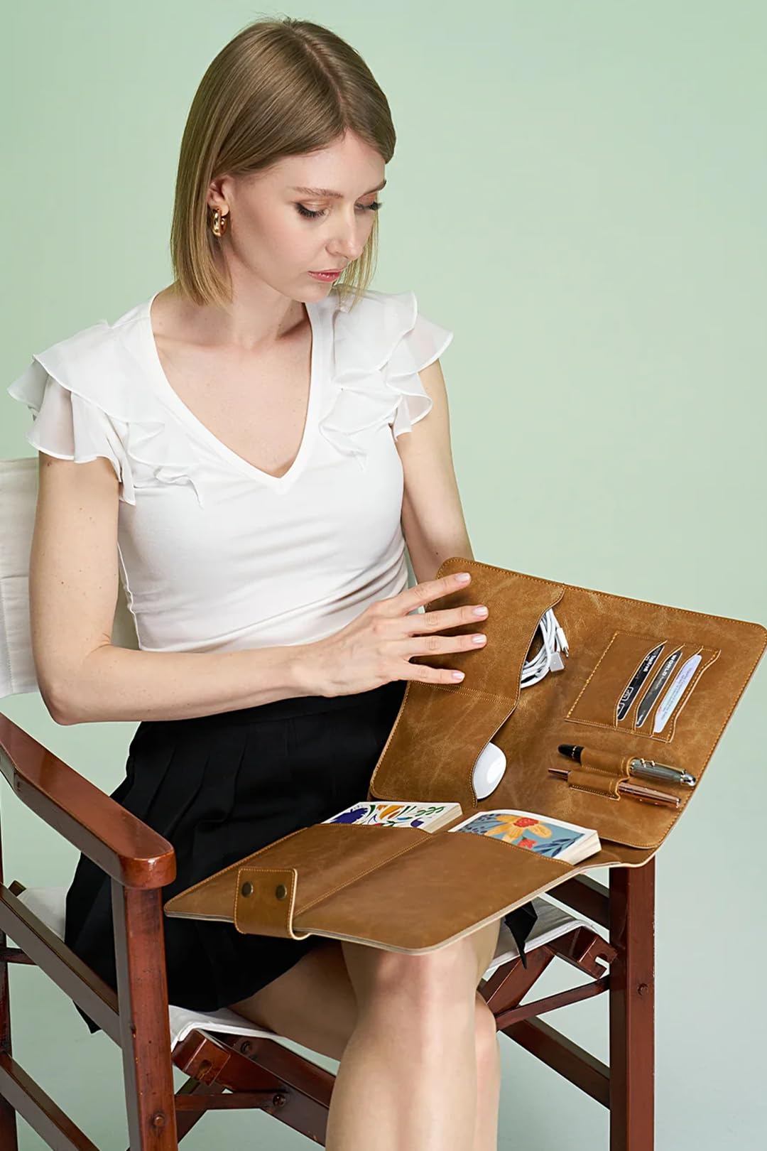 Organizer Evrak & Laptop & Tablet Çantası, Macbook Air Pro 13-14 Inç Uyumlu, Crazy Taba, S2073