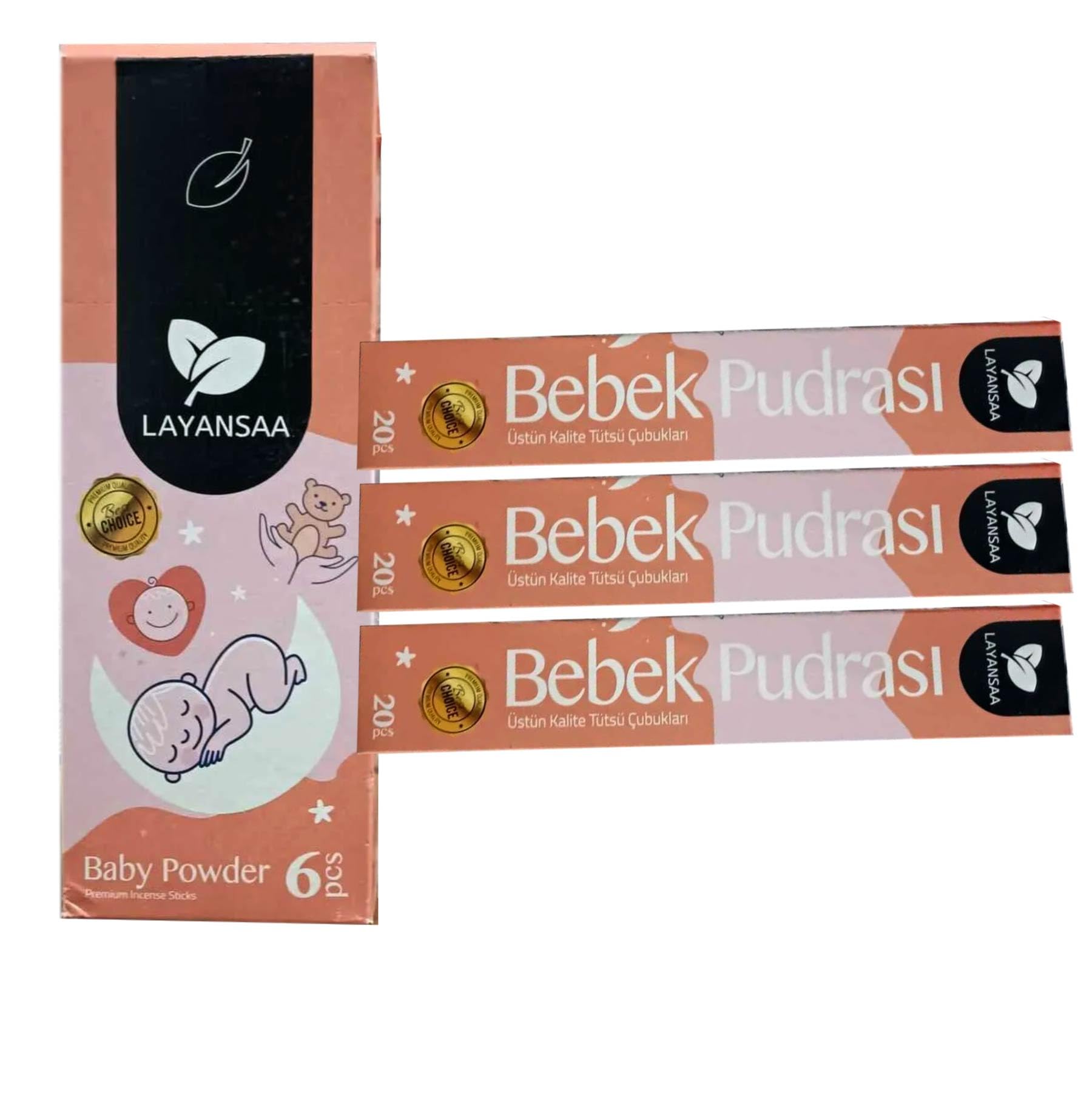 Layansaa Bebek Pudrası (Baby Powder) Kokusu Özel Aroma Kokusu Agarbatti Arınma 20 Adet 1 Paket Çubuk Tütsü