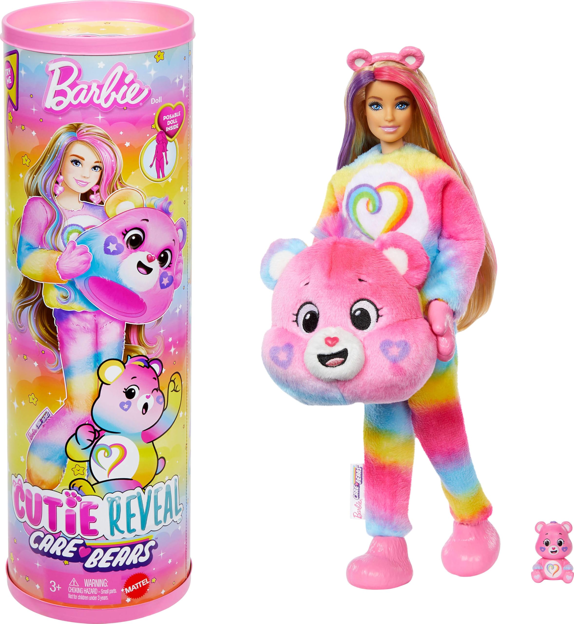 Barbie Cutie Reveal Sevimli Ayıcıklar bebek ve aksesuarları, Dost Ayıcık, renk değişimi ve mini ayıcık dahil 10 sürpriz içeren 2. seri, JFV60