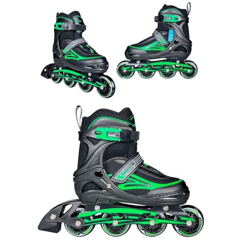Sportaj Paten Premium TAJ-J1 Pro Paten Beyaz Led Işıklı Silikon Teker 3 in 1 Inline Çocuk Yetişkin Paten (Yeşil, 39-42)