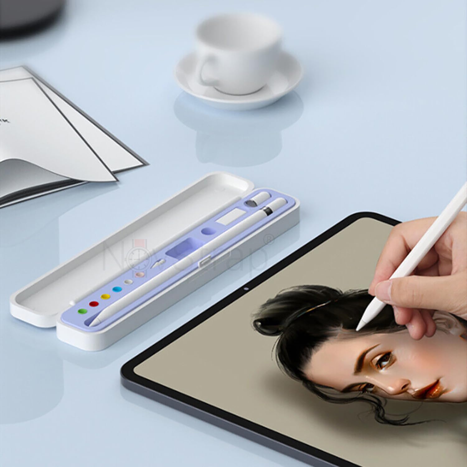 NovStrap Dokunmatik Kalem Koruma Kutusu Tüm Tablet Kalemleri ve Apple Pencil 1/2/Usb C İle Uyumlu MAVİ