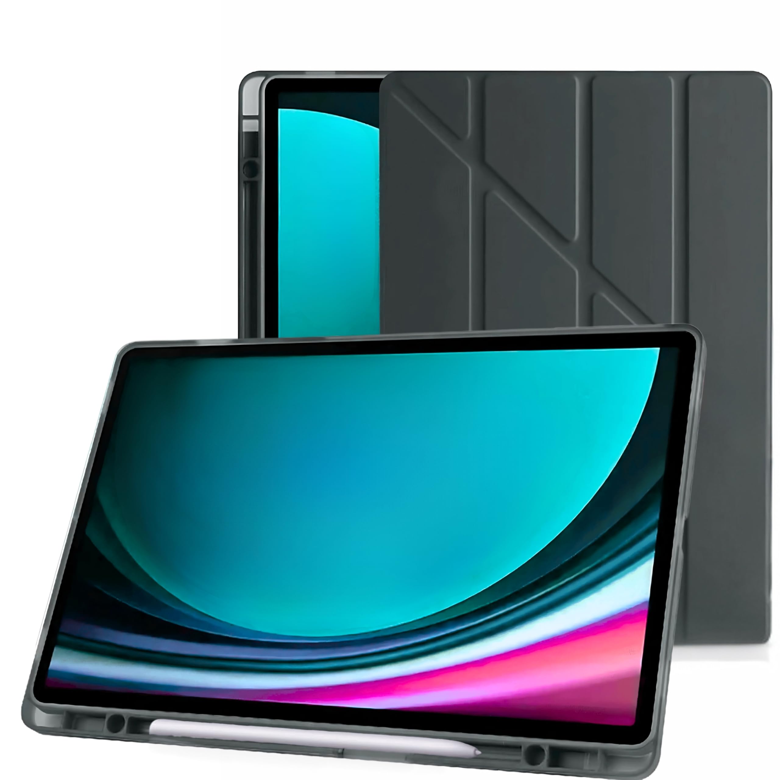 Klasse Samsung Galaxy Tab S9 FE 10.9 inç Uyumlu Smart Kılıf, S Pen Kalemlikli, Trifold, Esnek, Mat,