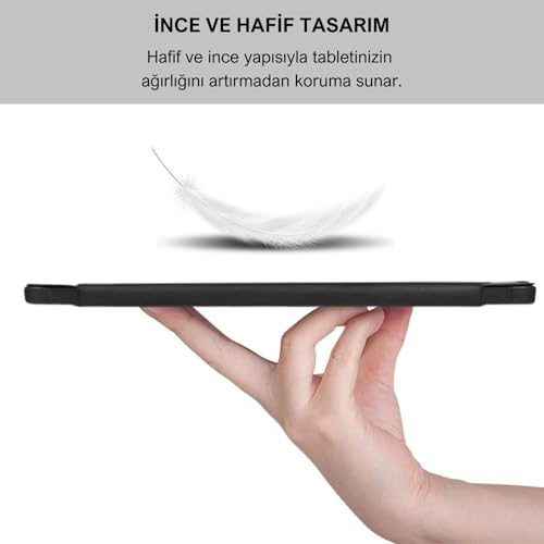 Klasse Samsung Galaxy Tab S9 FE 10.9 inç Uyumlu Smart Kılıf, S Pen Kalemlikli, Trifold, Esnek, Mat,