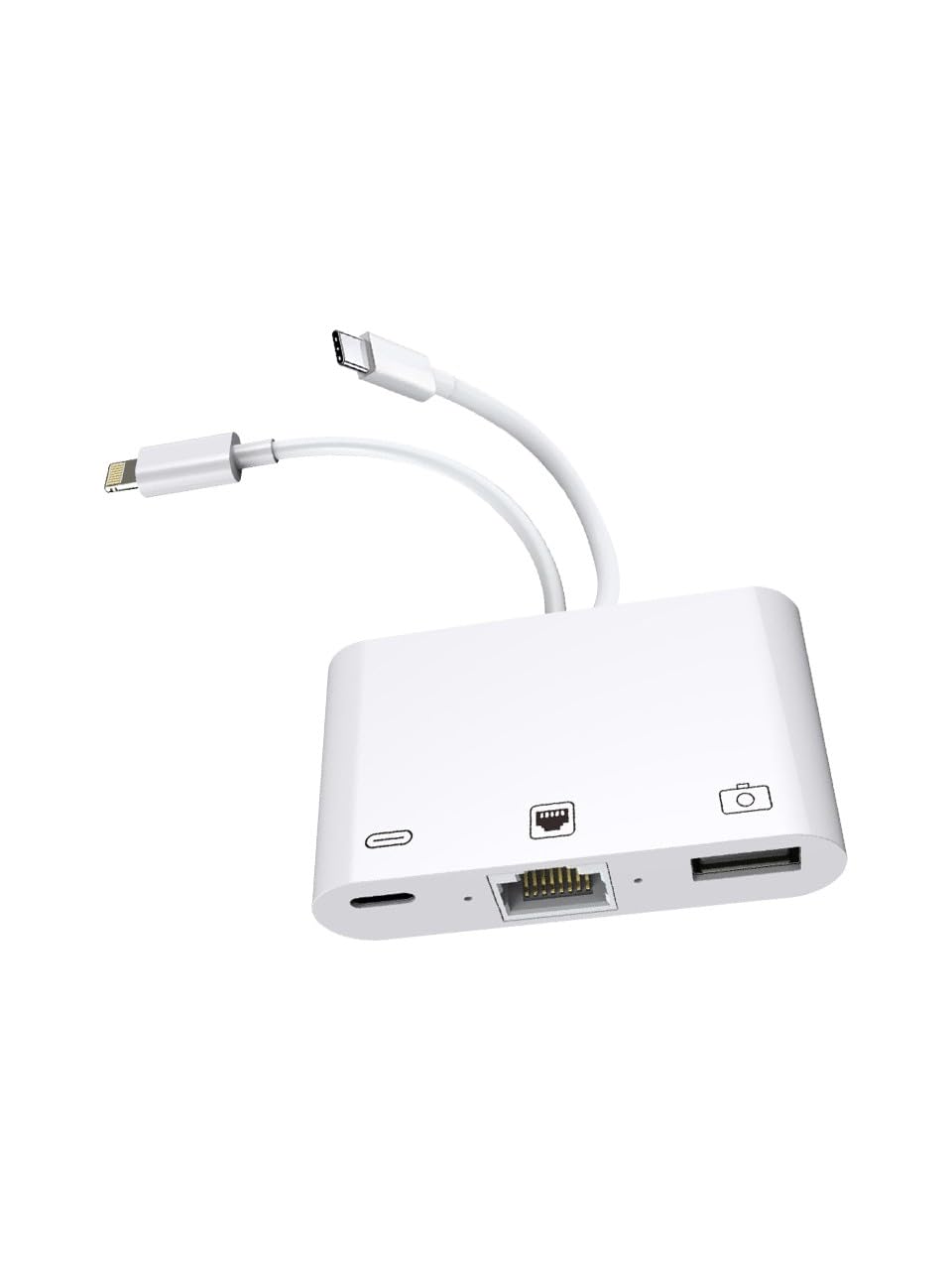 Coverzone 3 in1 şarj adaptörü Lightning Type-C Girişini Kamera Fotoğraf Makinesi Lan Ethernet Girişine Çevirici Dönüştürücü Tip-C RJ45 girişli İphone ile Uyumlu ZR814