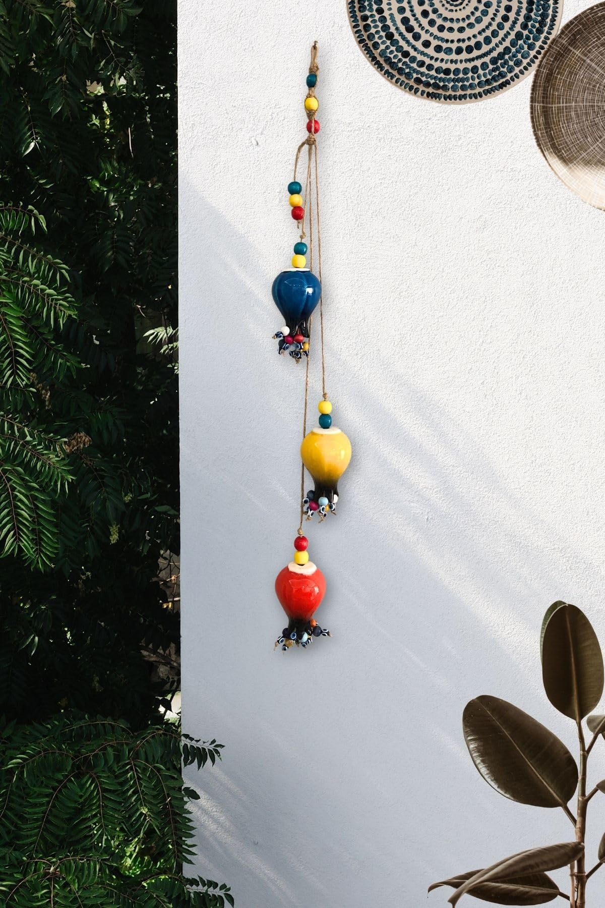 art inside Seramik Lale Dekoratif Hediyelik Otantik Estetik Asılabilir Süs Bahçe Balkon Duvar Dekorasyon Objesi (Boncuklu)