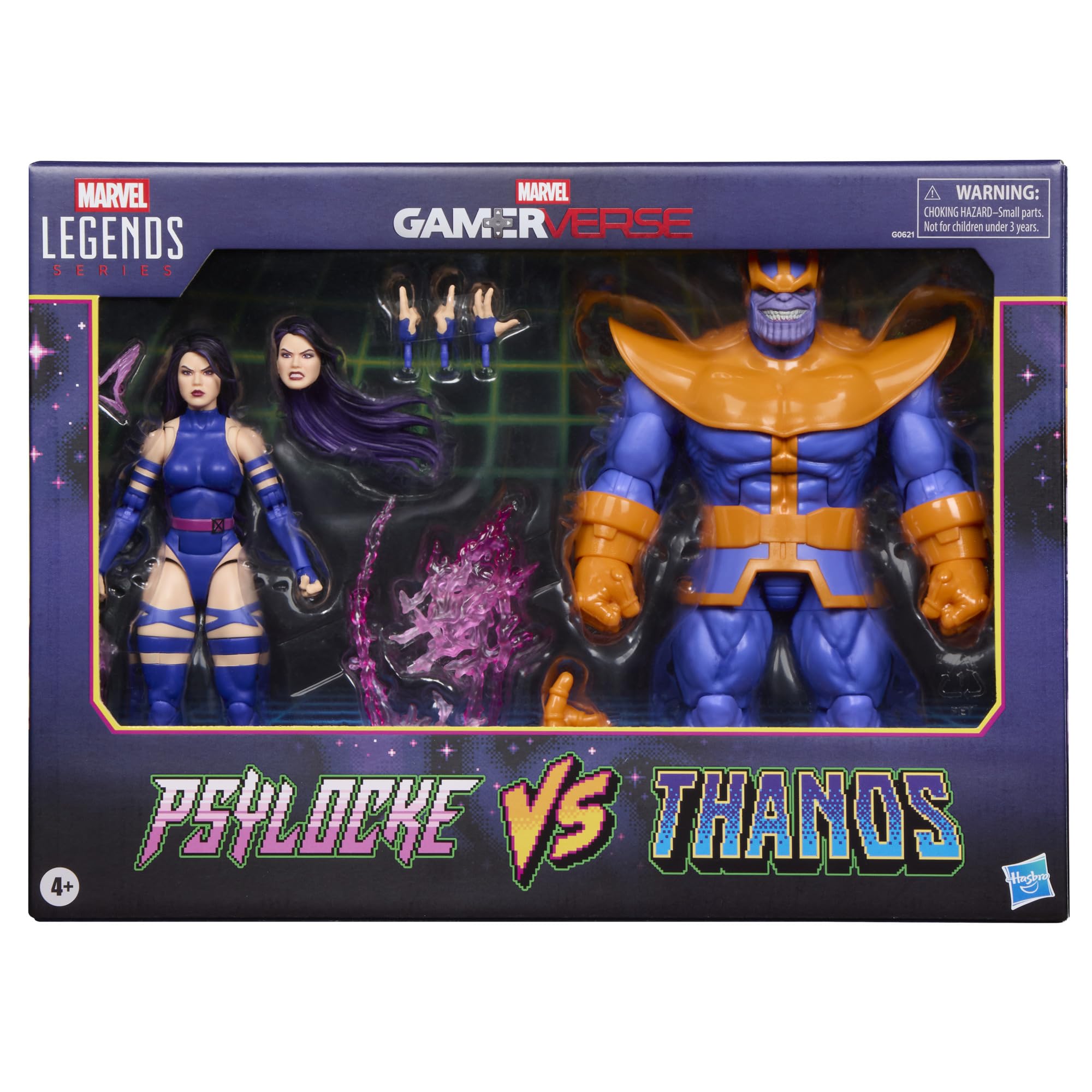 Hasbro Marvel Legends Series Gamerverse Psylocke vs Thanos İkili Aksiyon Figür Seti, Retro Video Game