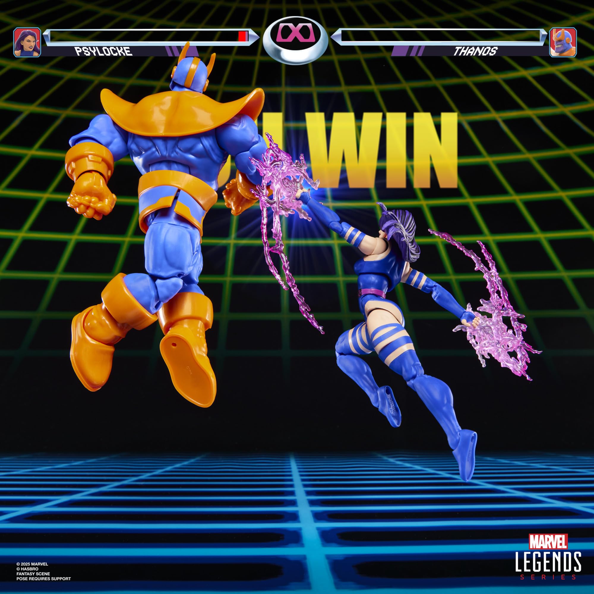 Hasbro Marvel Legends Series Gamerverse Psylocke vs Thanos İkili Aksiyon Figür Seti, Retro Video Game