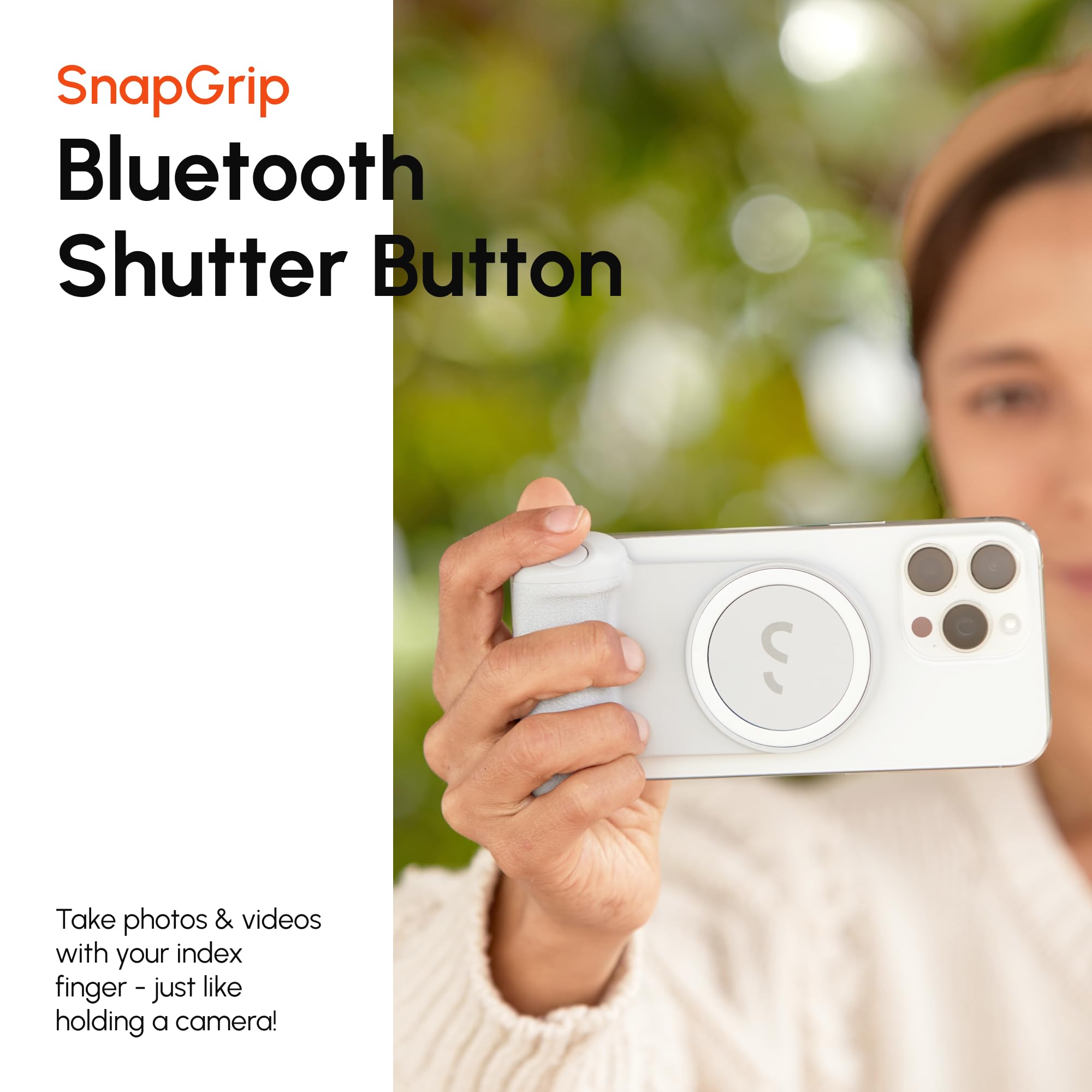 ShiftCam SnapGrip Pro - Qi2 Kablosuz Şarj, Kablosuz Deklanşör Düğmesi ve Manyetik Montajlı Telefon Kamerası Tutacağı ve Manyetik Güç Bankası, Tüm Telefonlar için, Masaüstü Yuvası - Gece Yarısı