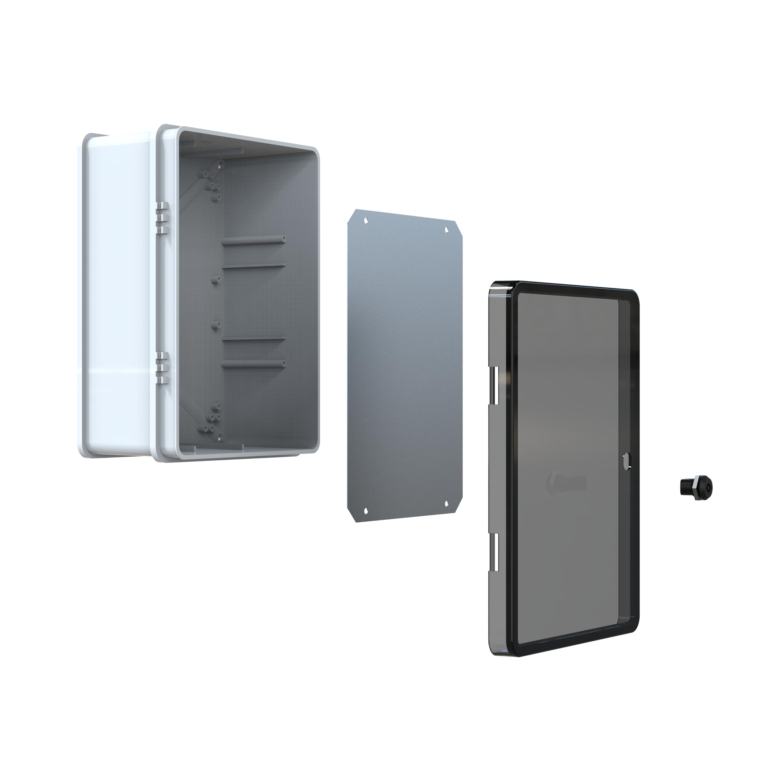 YAVUZ Abs Pano 30 x 40 x 17 cm Taban Saclı IP65 Plastik Pano Montaj Plakalı Elektrik Kutusu Pano Darbeye Dayanıklı Dış Ortam Muhafaza Kutusu ABS Pano POLİ 027