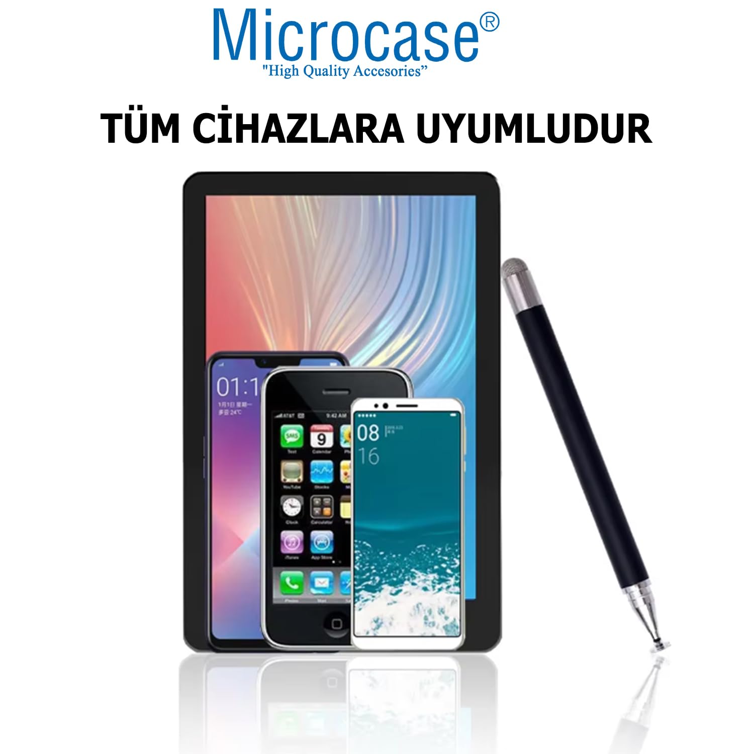 Microcase Universal Telefon Tablet için 2in1 Disk Uçlu Stylus Dokunmatik Çizim Kalemi-AL4764 (Pembe)