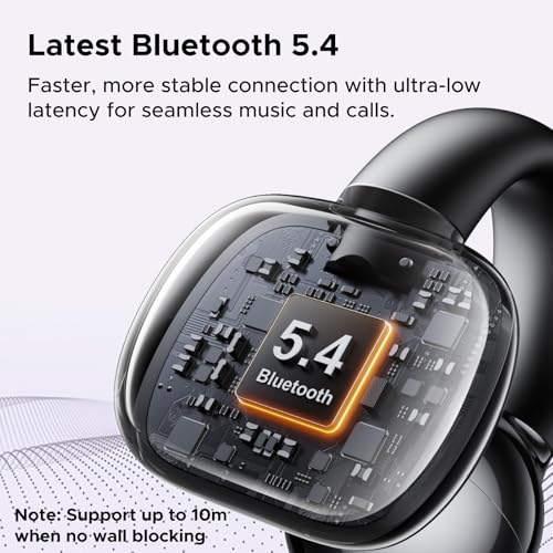 UGREEN HiTune S3 kablosuz kulaklık, Bluetooth 5.4, açık spor kulaklık, klipsli ve gürültü önleyici ENC, 30 saat çalma, hızlı şarj, USB-C, Hi-Fi, IPX5 su geçirmez, siyah