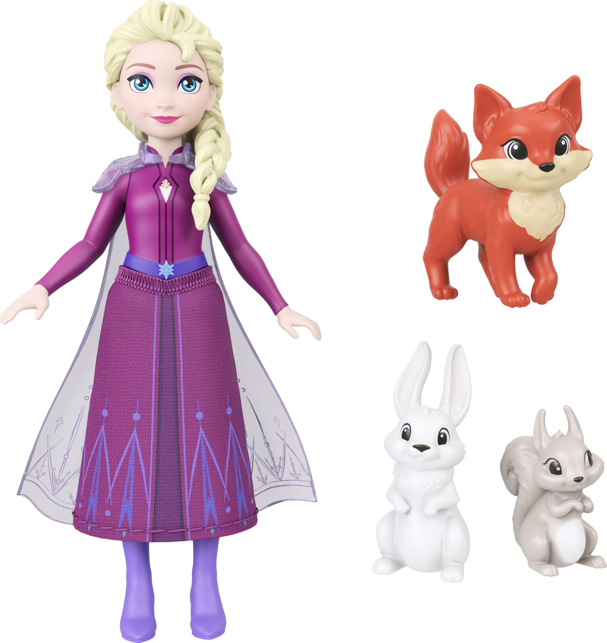 Mattel Disney Karlar Ülkesi minik Elsa bebek oyun seti ve 10 oyun alanı, 3 hayvan dost, 8 aksesuar,