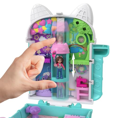 Polly Pocket ve Gabby's Dollhouse mikro bebekler ve mini oyun seti, temalı 9 aksesuar ve dostlar Pandy Paws, Cakey ve MerCat, JFV02