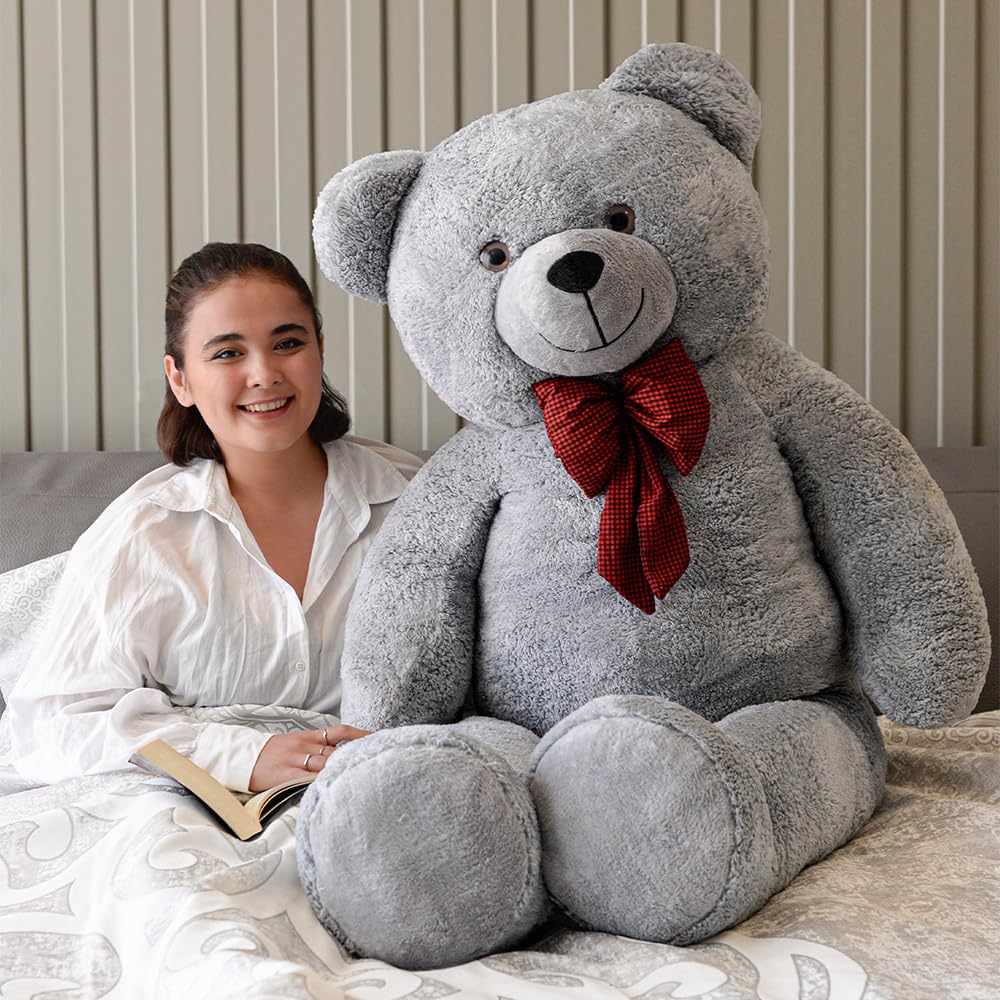 Özgüner Oyuncak 160 cm Dev Pelüş Ayı, Papyonlu ve Sevimli Büyük Boy Ayıcık, Yumuşak Sarılmalık, Sevgiliye Hediye