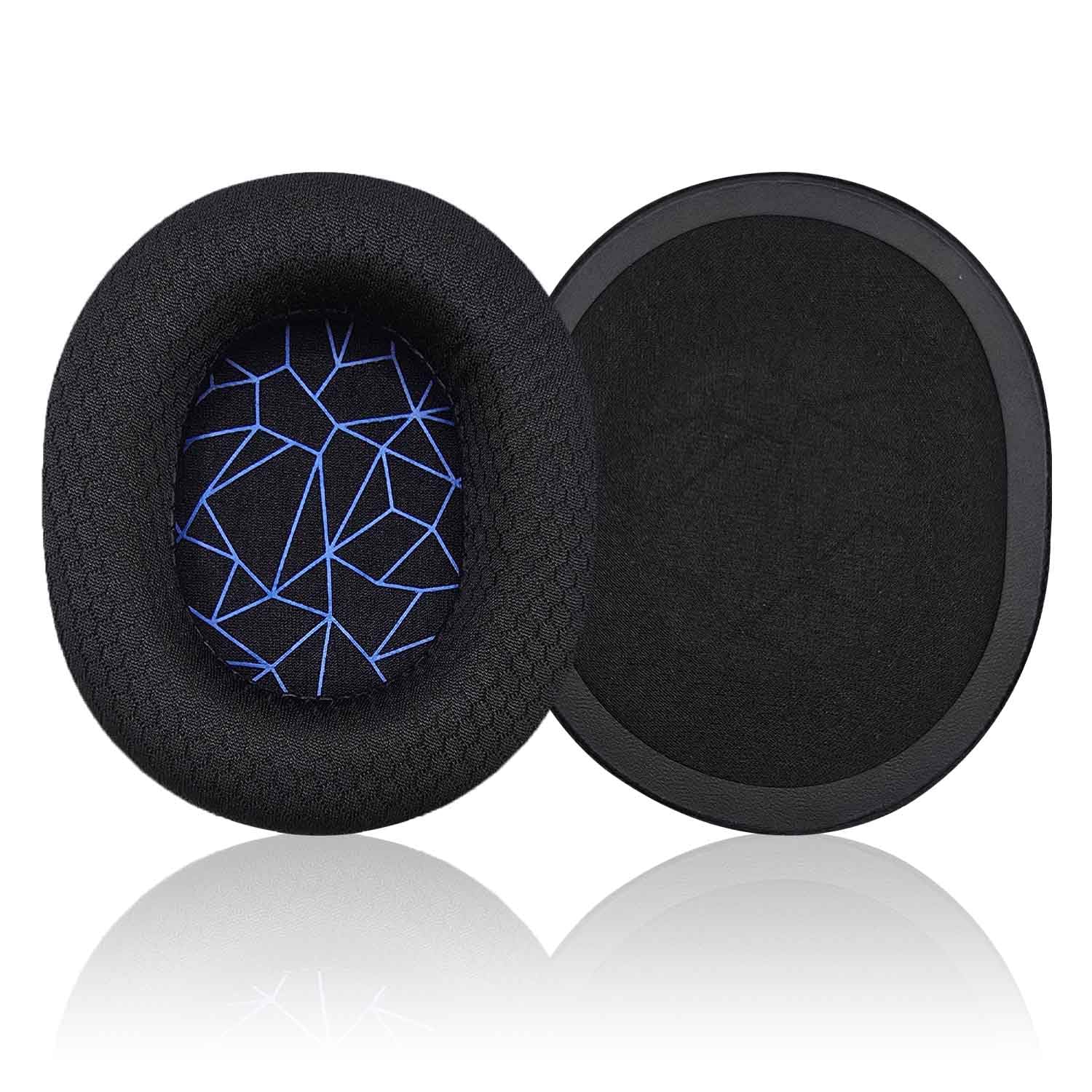 HidaArk SteelSeries Arctis 1/3/5/Arctis 7/7+/7P/7P+/7X/7X+/9/9X/Pro/Prime Kulaklıklar için Yedek Kulak Pedleri, Bellek Gürültü Yalıtımlı Kulaklık Kılıfları Köpük-Siyah Mavi Çizgi