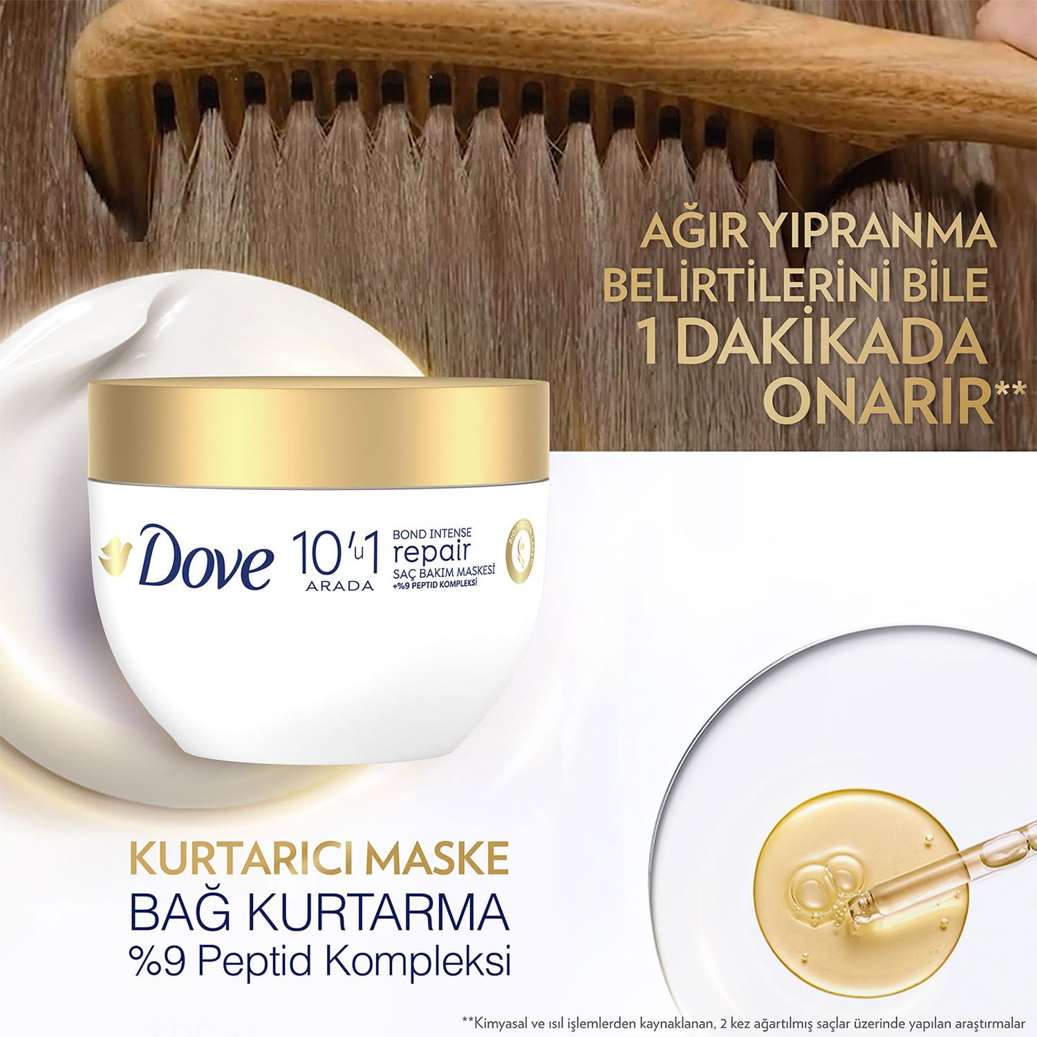 Dove 10'u 1 Arada Saç Bakım Maskesi Bond Intense Repair ve Peptid Kompleksi 265 ml