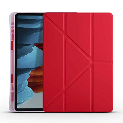 Kilifplus Samsung Galaxy Tab S7 FE T970 ile Uyumlu Kılıf Tri Folding Silikon Kalem Bölmeli Katlanabilir Standlı PU Deri Yumuşak Kapak, Tablet Kılıfı [Kalem Alanı, Akıllı Kapak, Uyku Modlu] - Mor