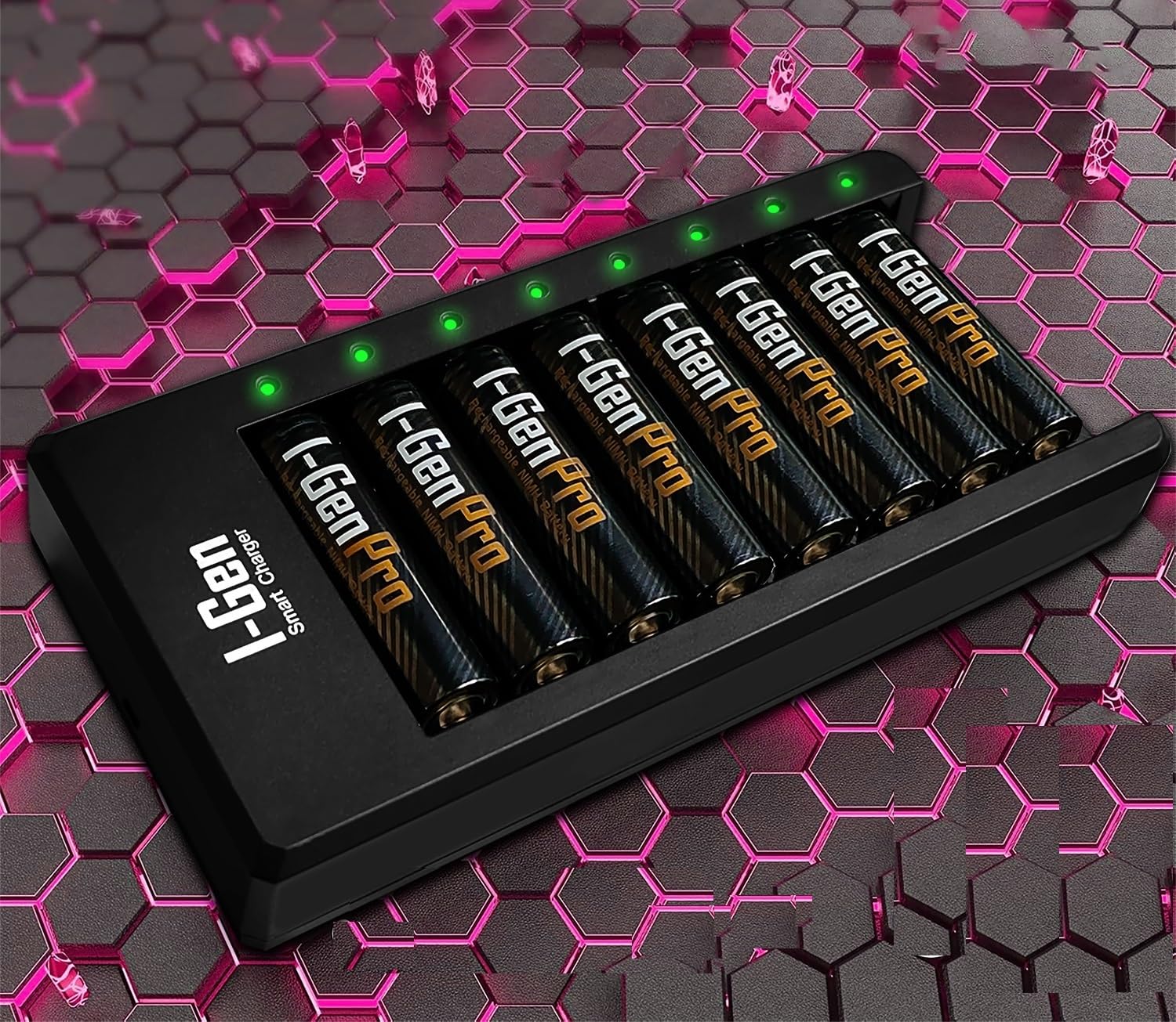 I-Gen G811 8'li Pil Şarj Aleti + 8 Adet AAA Pro 1100 mAh Şarj Edilebilir İnce Şarjlı Kalem Pilli Set 1.2V Ni-MH