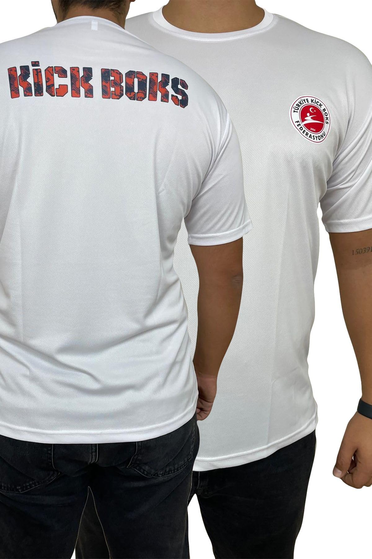 Kick Boks Tişörtü Kick Boks T-Shirt Dijital Baskılı (BEYAZ, XL)