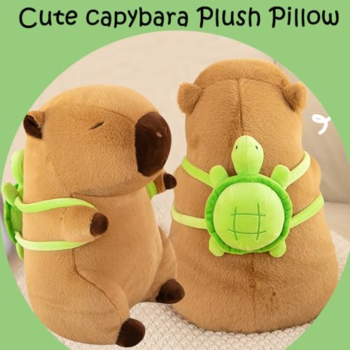 Atsmoce 25 cm Capybara Pelüş Hayvan, Capybara Pelüş, Kaplumbağa Sırt Çantası ile Pelüş Hayvan, Çocuklar için Hediye